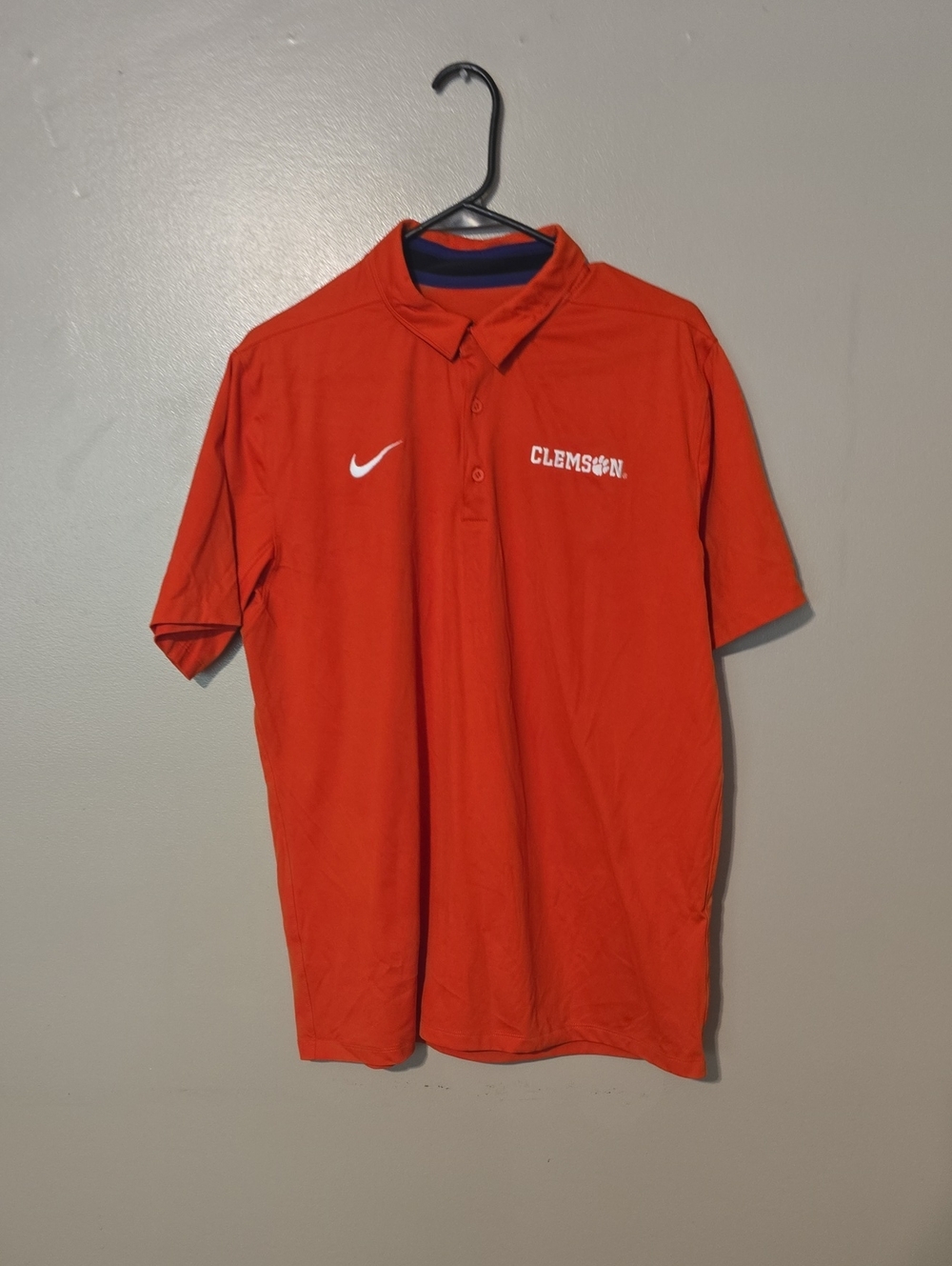 Nike DRY Clemson Tigers Basketball Polo Shirt Dri-Fit Orange Mens Size Large